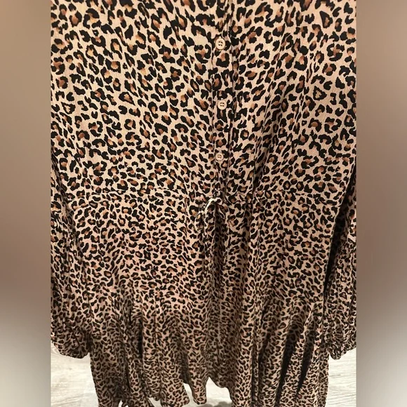 Kori Women’s plus-size Tan/Black Cheetah-print Balloon-sleeve Mini Dress❤️❤️2X - Picture 8 of 8